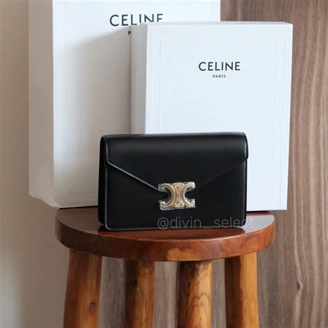 celine woc black|Celine Triomphe Black Wallet On Chain WOC – THE PURSE .